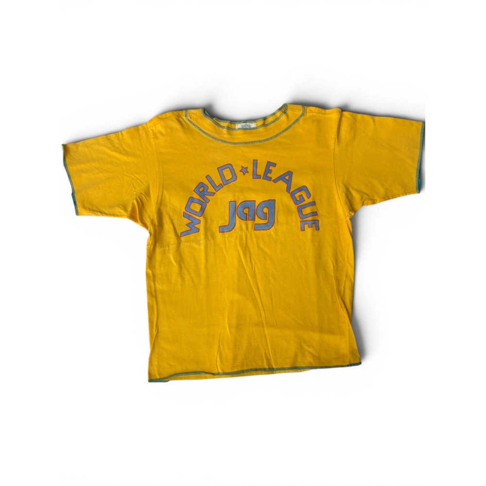 Vintage Jag Active Force World League Graphic T-Shirt Yellow  M 1980